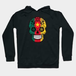 Cameroon Flag Sugar Skull with Roses Hoodie